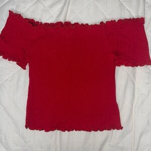 Off shoulder Red smock top blouse